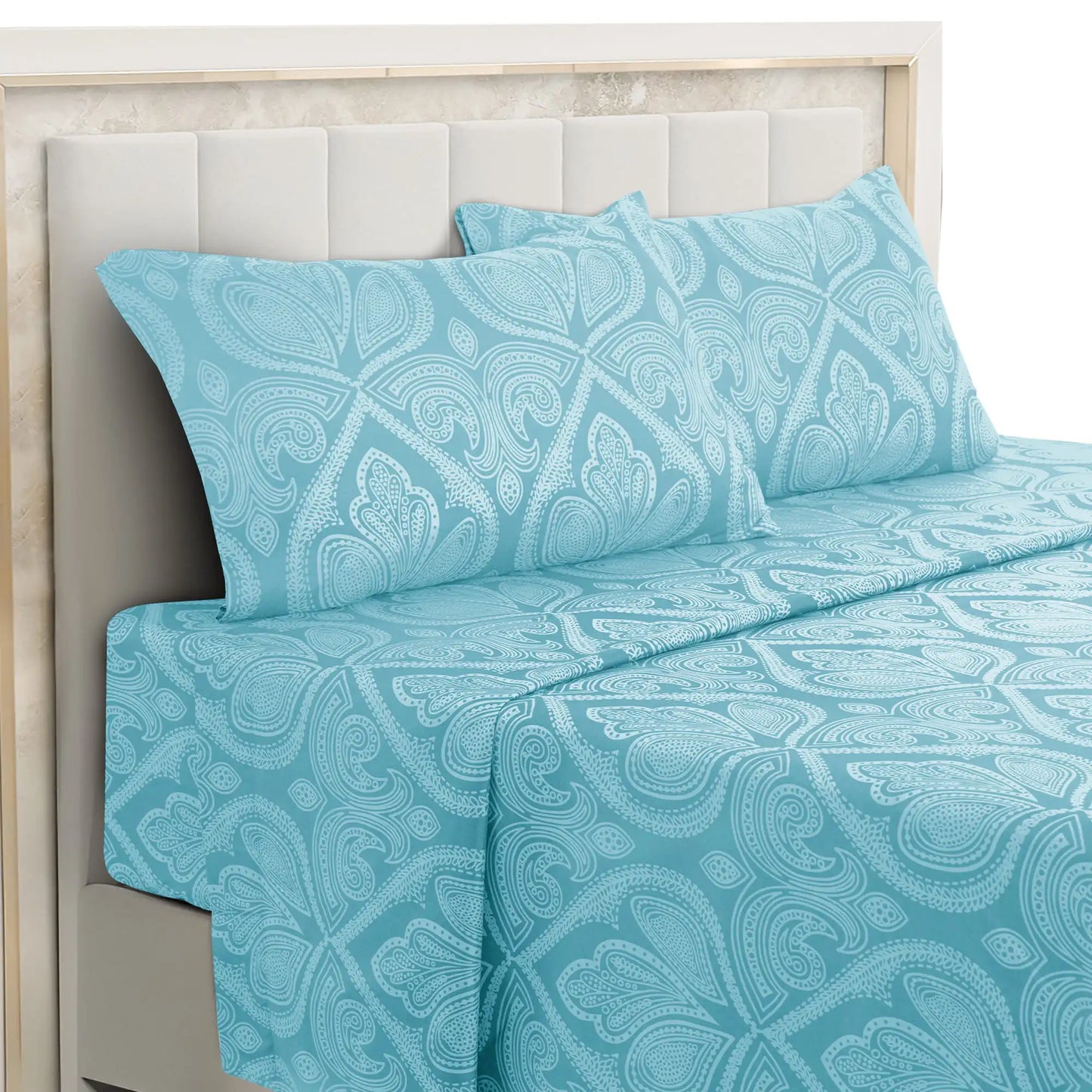 LDC Lux Decor Paisley Microfiber Bed Sheet Set Wrinkle Resistant