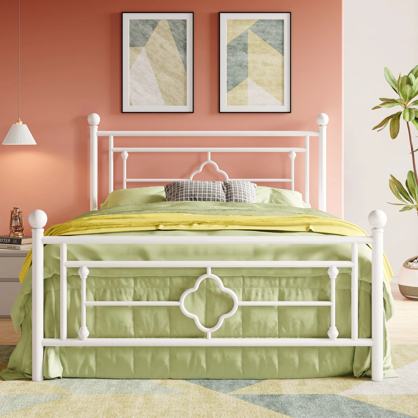 Hoomic Metal Platform Bed Frame Victorian Style Wrought Iron Headboard