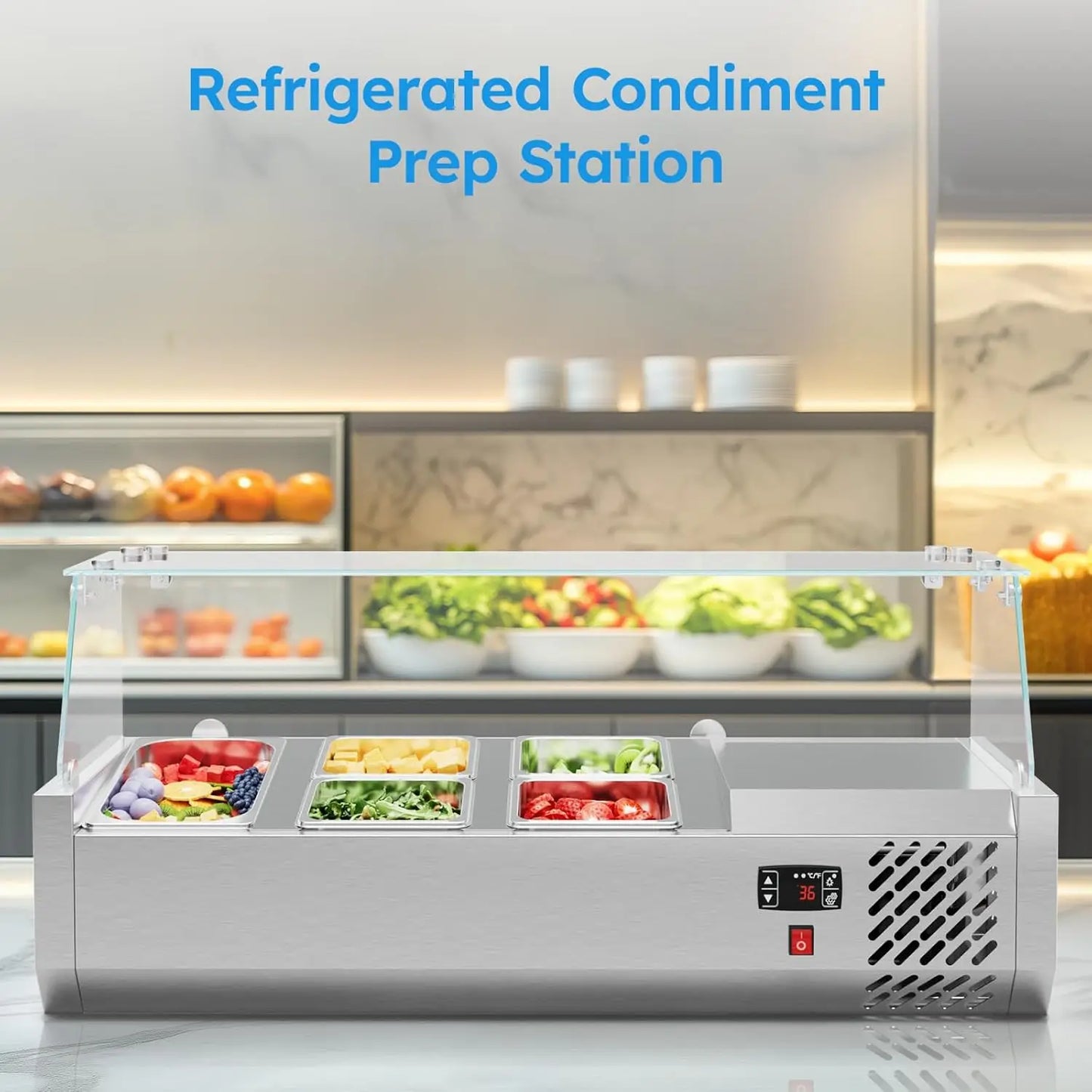 SHICUO ETL Certified Salad Bar Prep Table 304 Stainless Steel