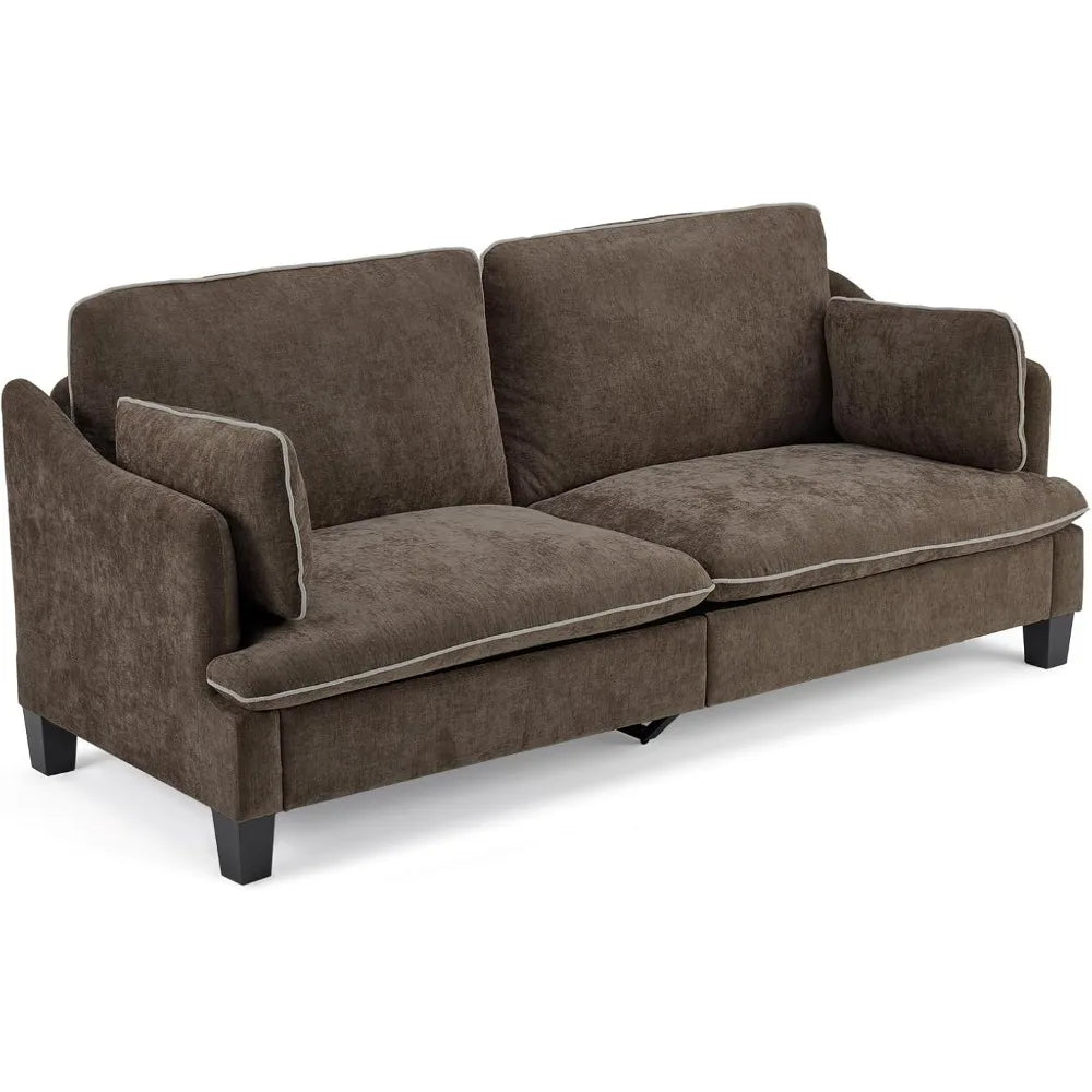 Modern Linen Velvet Upholstered Sofa With Removable Covers And Pillows