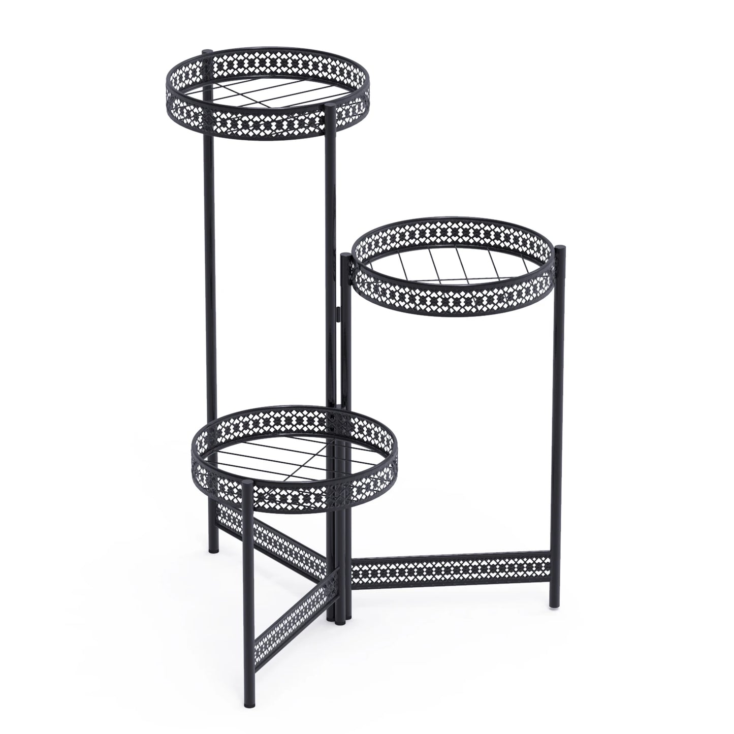 BINGOPAW 4-Tier Foldable Metal Plant Stand Indoor Display Rack