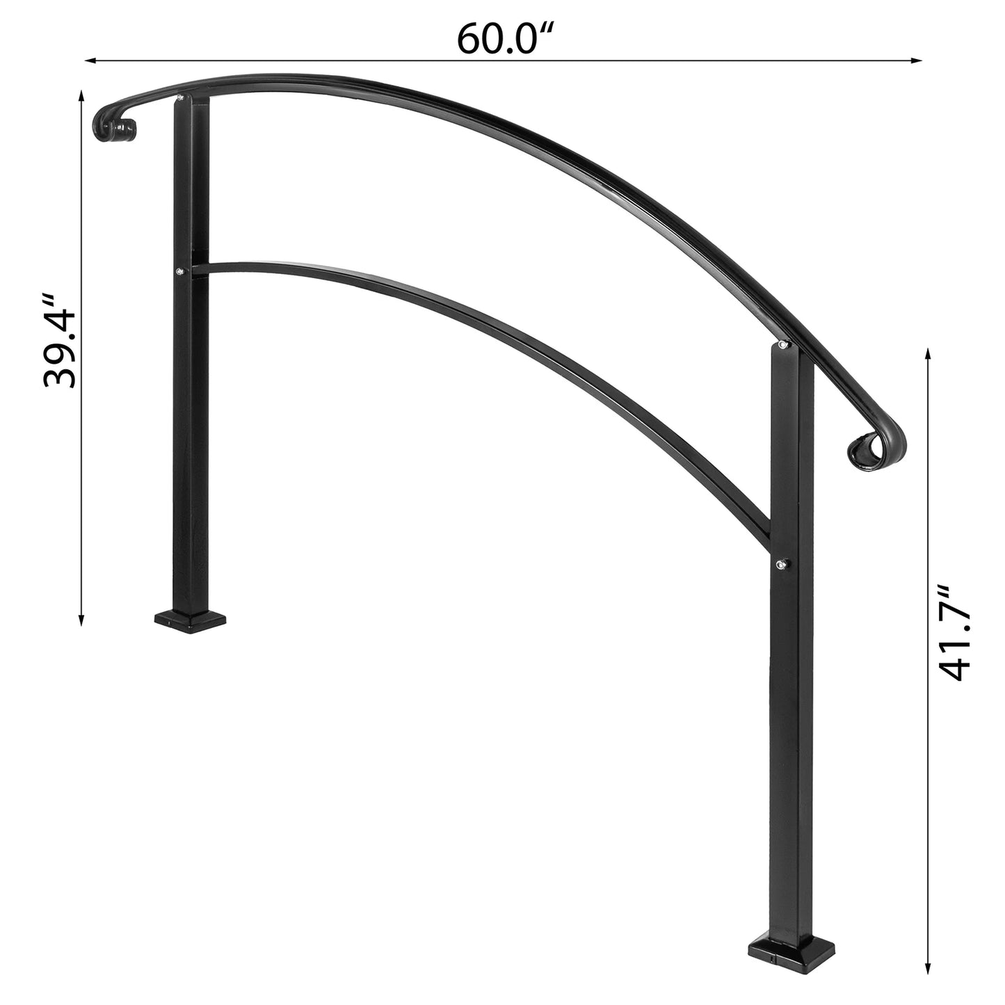 Wrought Iron Outdoor Handrail Kit For Steps And Stair Rail