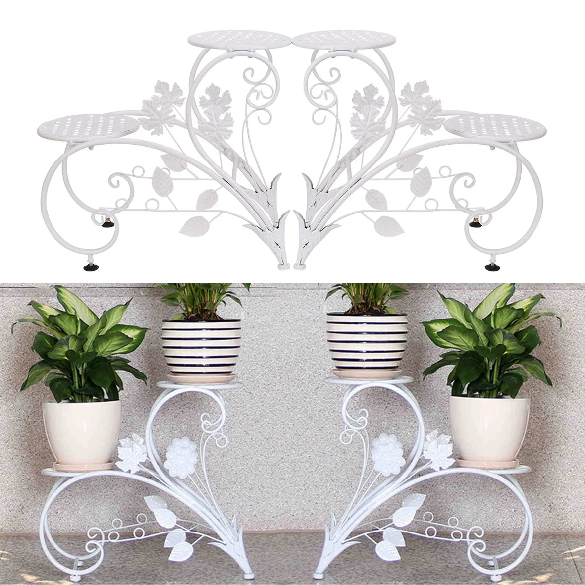 Wisfor 2Pcs Classic Tall Plant Stand Pot Holder Rack