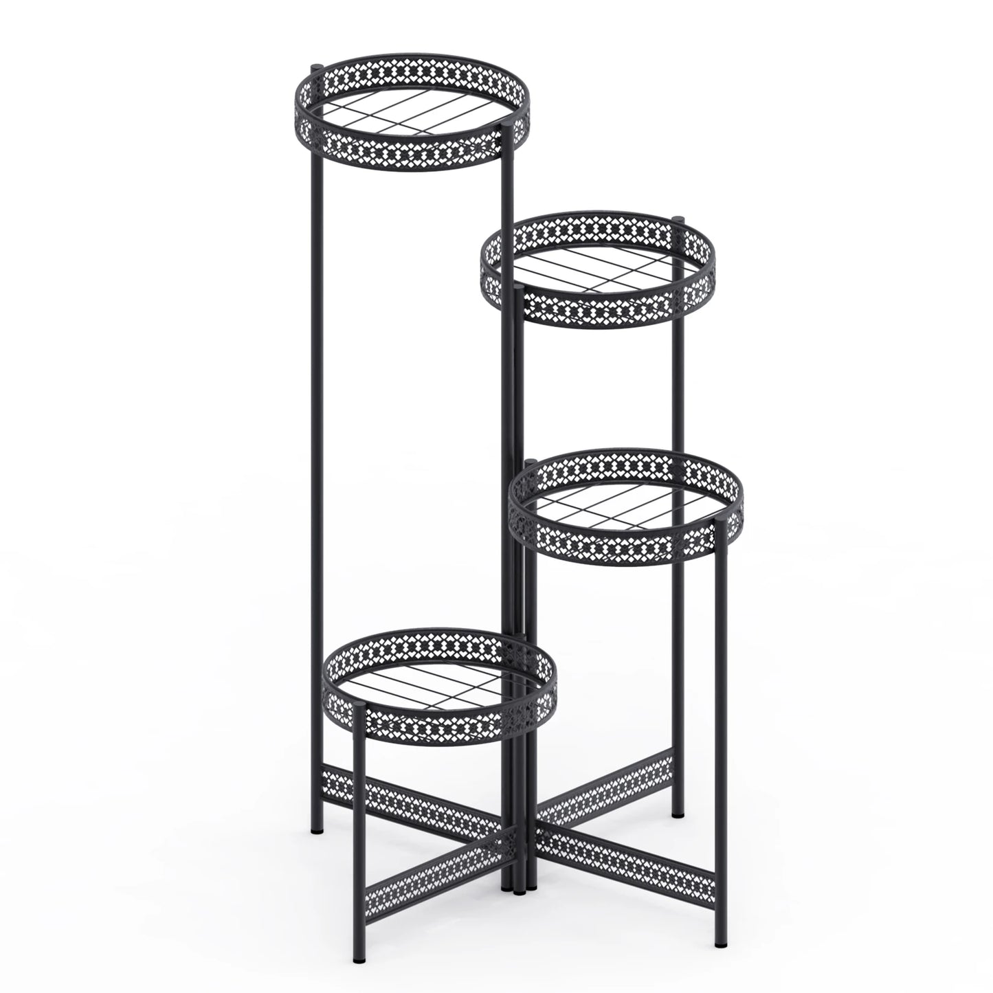 BINGOPAW 4-Tier Foldable Metal Plant Stand Indoor Display Rack