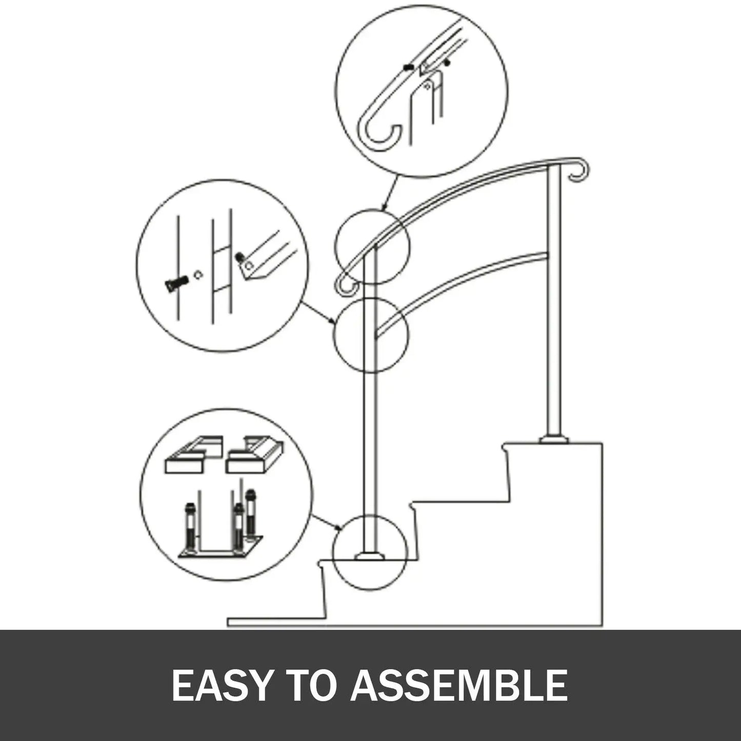 Wrought Iron Outdoor Handrail Kit For Steps And Stair Rail
