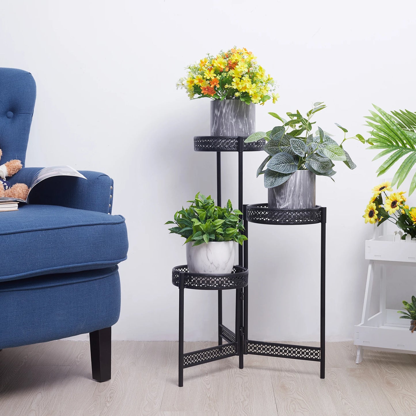 BINGOPAW 4-Tier Foldable Metal Plant Stand Indoor Display Rack