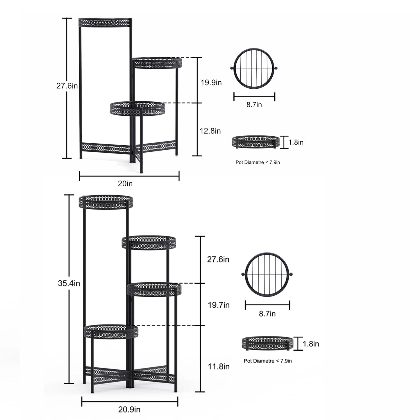 BINGOPAW 4-Tier Foldable Metal Plant Stand Indoor Display Rack