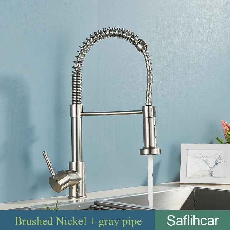 SAFLIHCAR Kitchen Sink Faucet With Single Handle Pull Down Sprayer