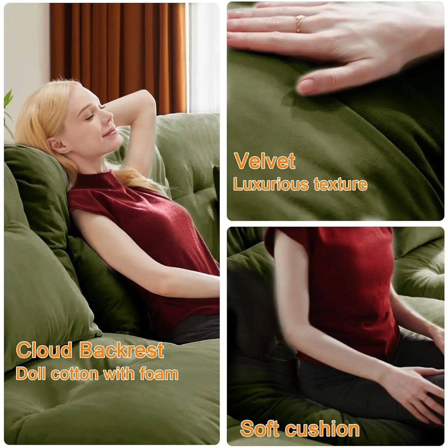 Modular U Shaped Sectional Sofa With Ottoman Velvet