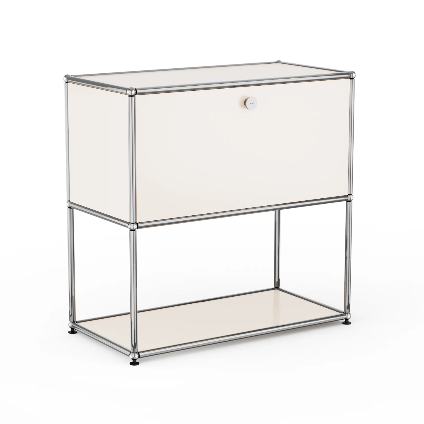 Furgle Modern Modular Nightstand Chrome Metal Frame 2 Tier Storage