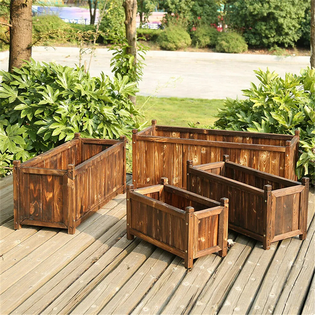 Wooden Raised Planter Box For Indoor Outdoor Garden And Herbs
