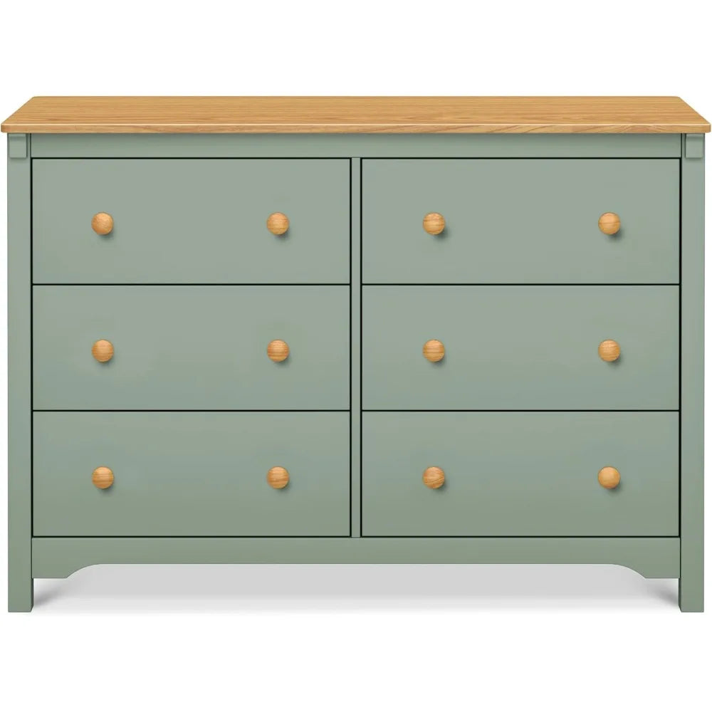 6-Drawer Dresser in Light Sage and Honey,  Gold Certified