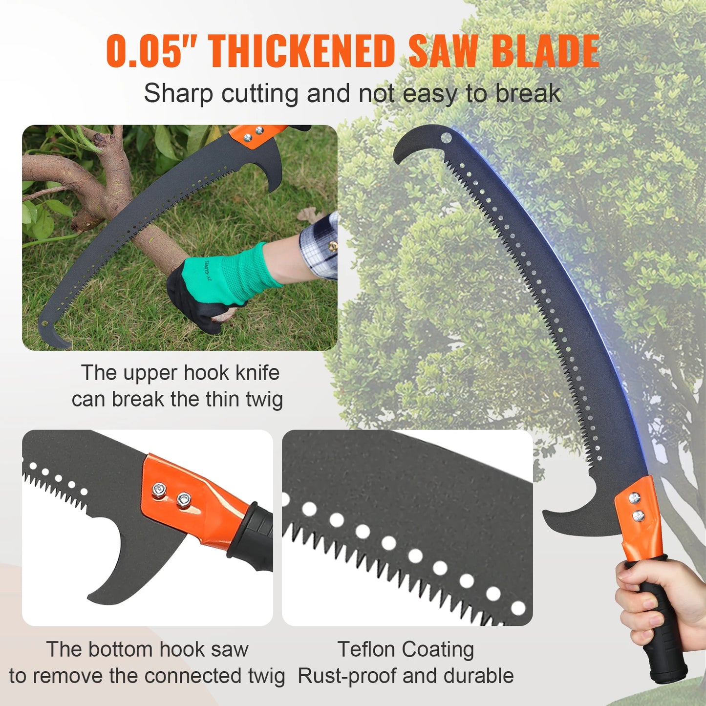 Manual Pole Saw With Extendable Reach And Aluminum Handle