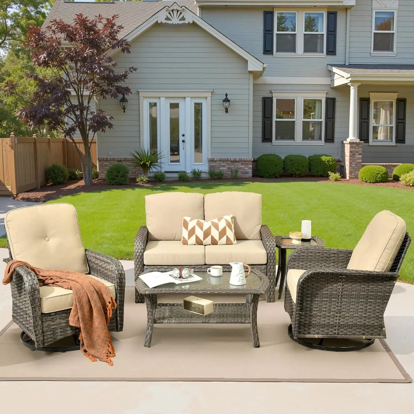 GUOHE All Weather Patio Furniture Set Outdoor Rattan