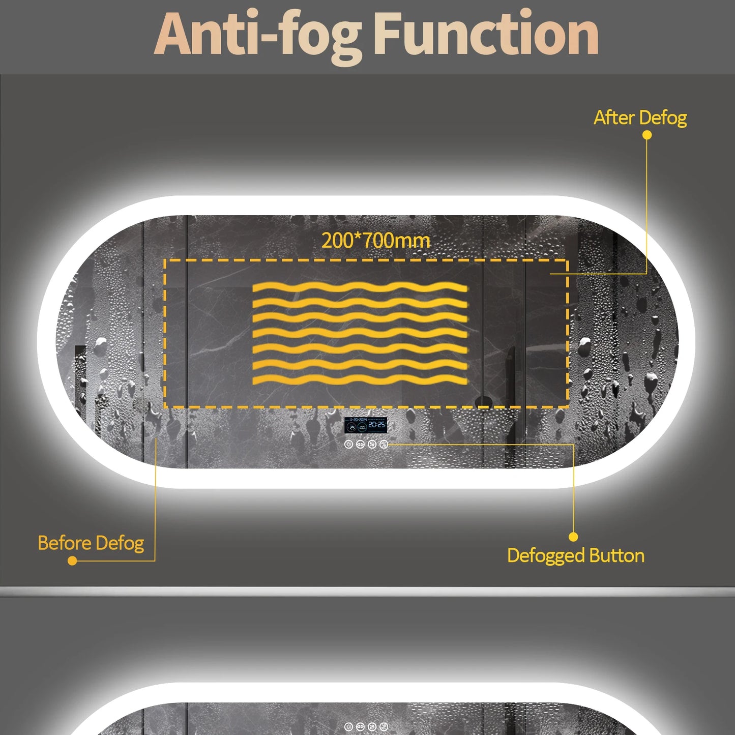 Wisfor Oval LED Bathroom Mirror With Lights Anti-Fog Bluetooth Speaker