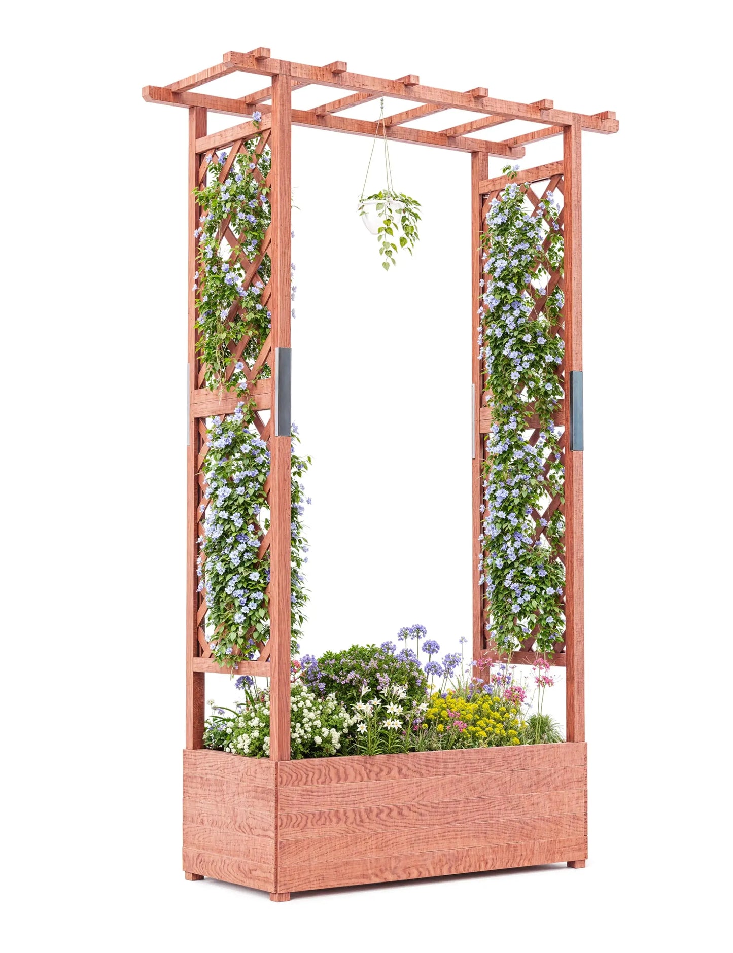 HiMISS Elevated Wooden Raised Garden Bed With Trellis For Climbing