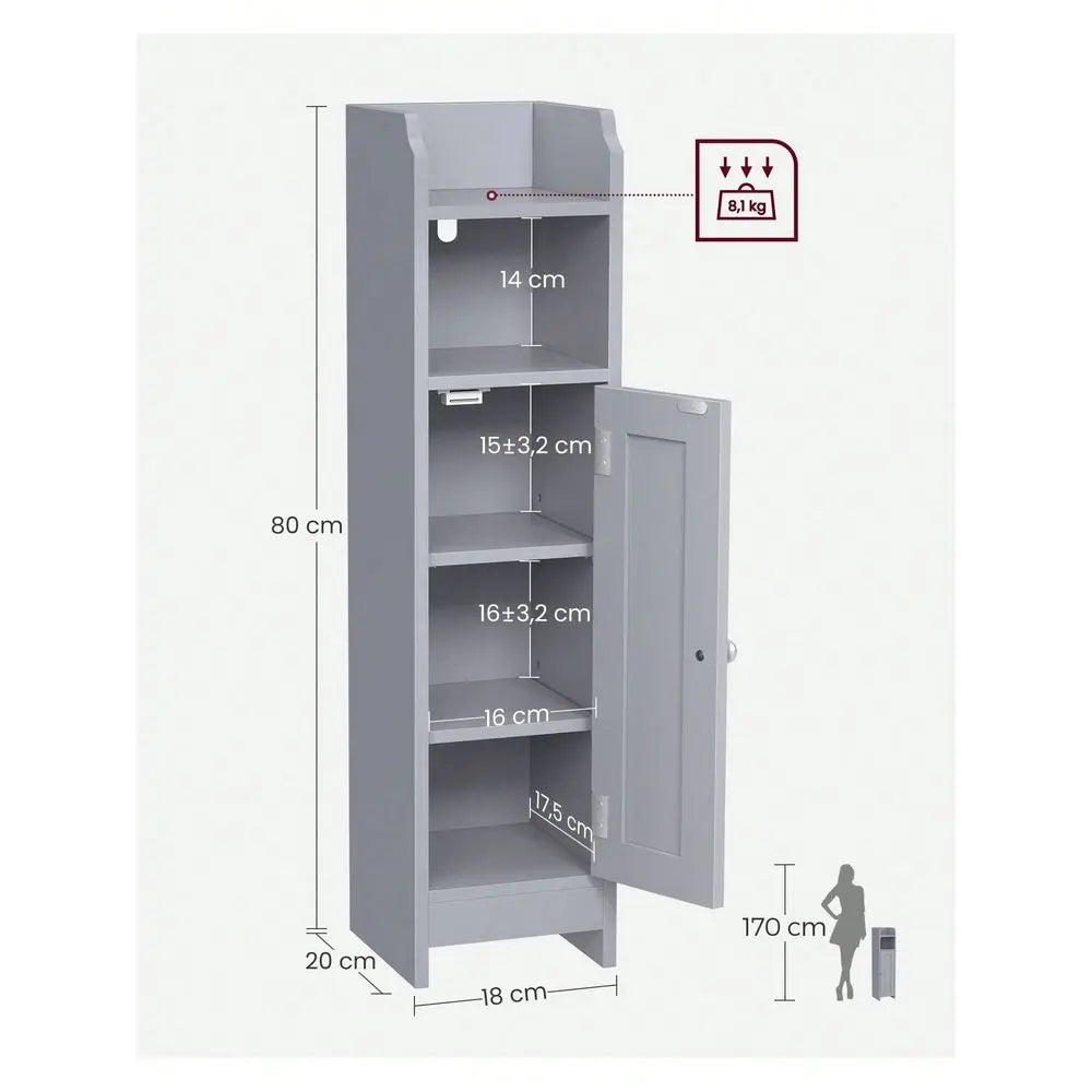 Bathroom Corner Floor Cabinet With Door And Shelves Storage Organizer