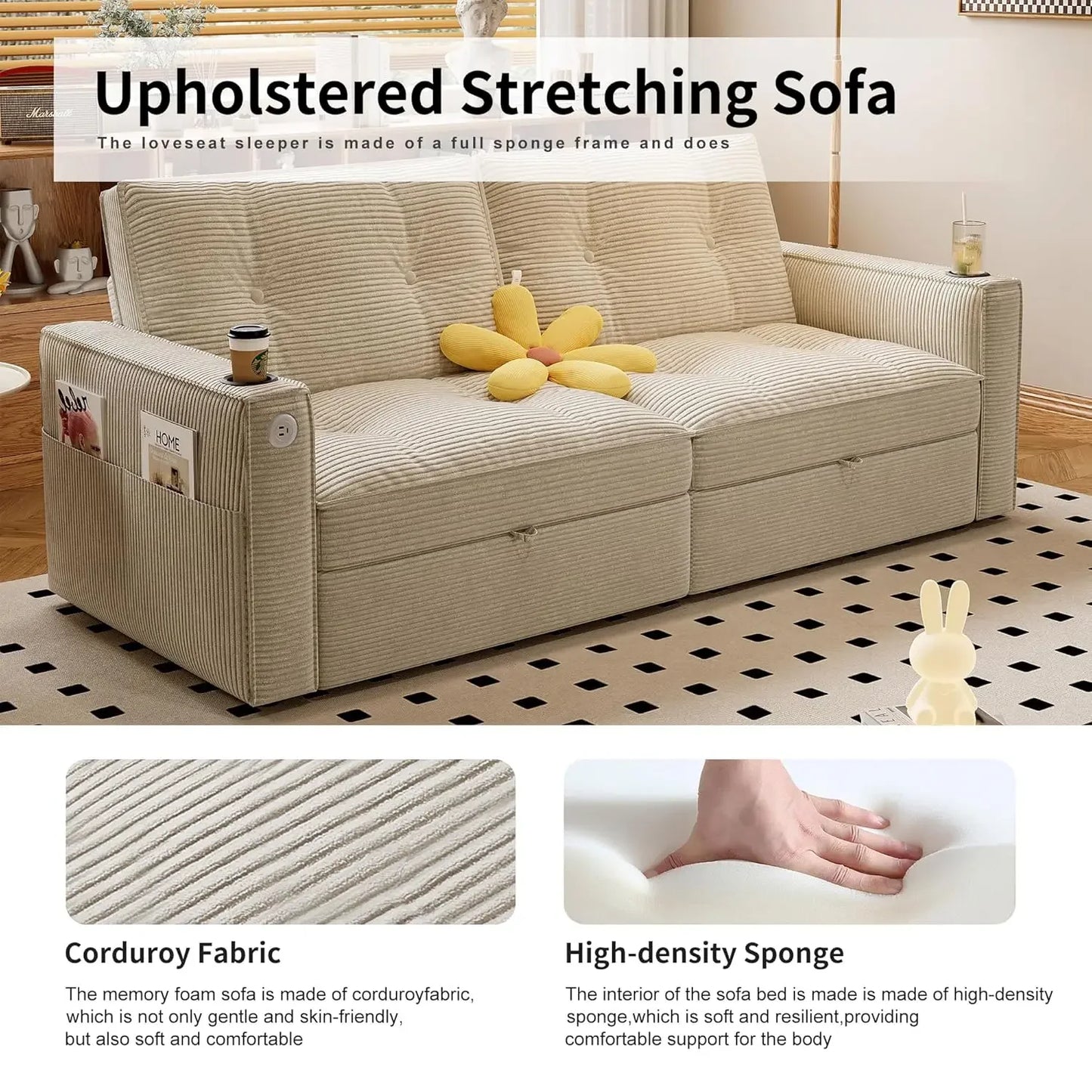 Guangbai Modern Seater Sofa Bed With USB Ports Pockets