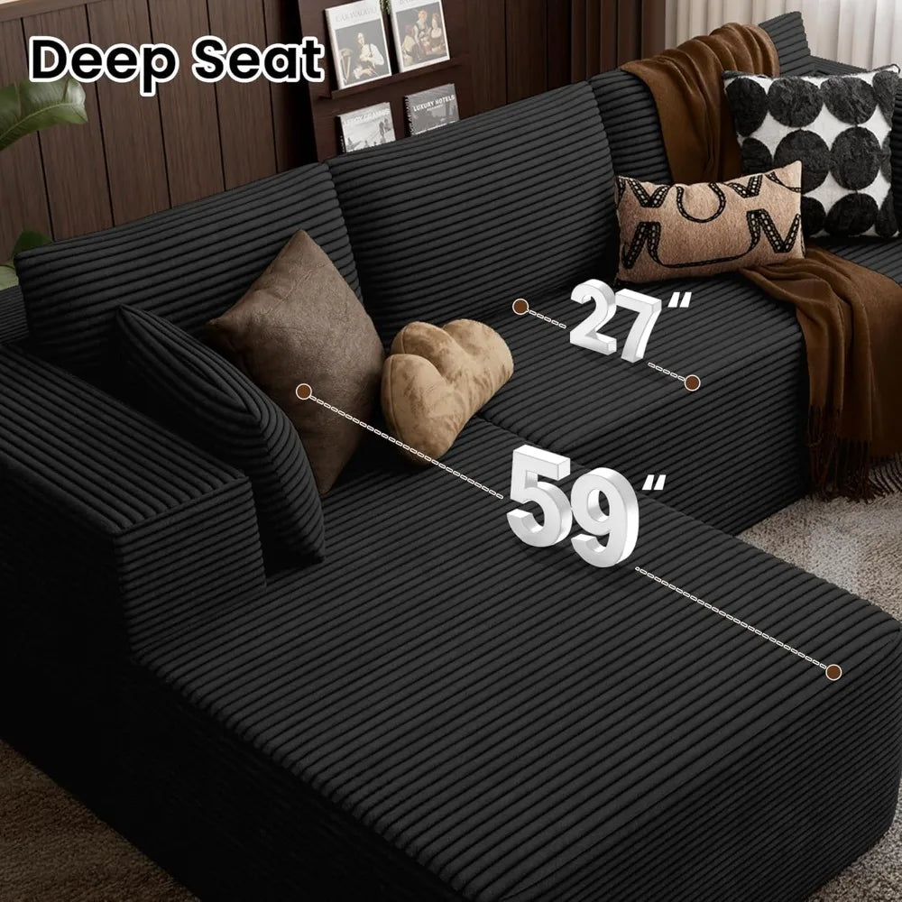 Cloud Sectional Sofa U Shaped With Deep Seat And Ottoman