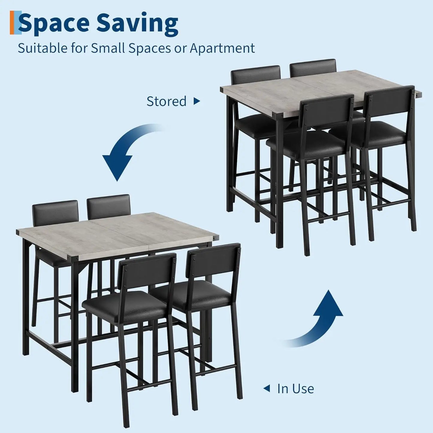 HiMISS 5 Piece Dining Table Set with Upholstered Chairs
