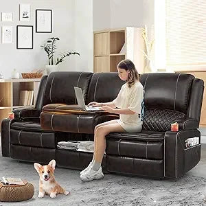 RBXC Manual Reclining Sofa With Hidden Storage And Middle Seat