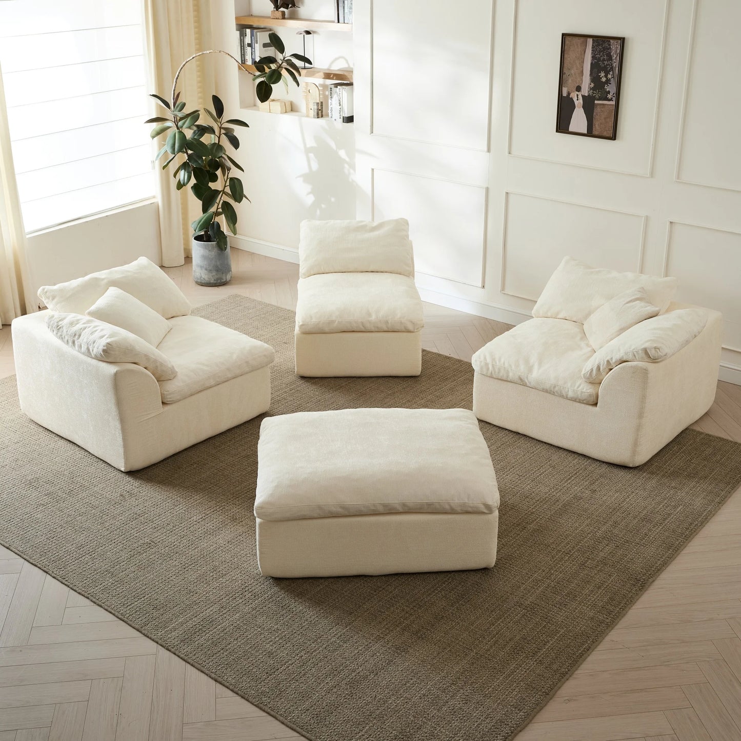 Yeflixvrau L Shaped Sofa Sectional With Ottoman Chenille Fabric