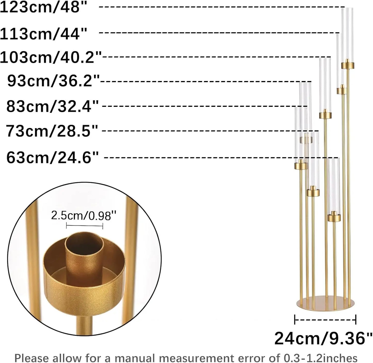 Seven Arm Floor Candelabra Centerpieces for Weddings and Events
