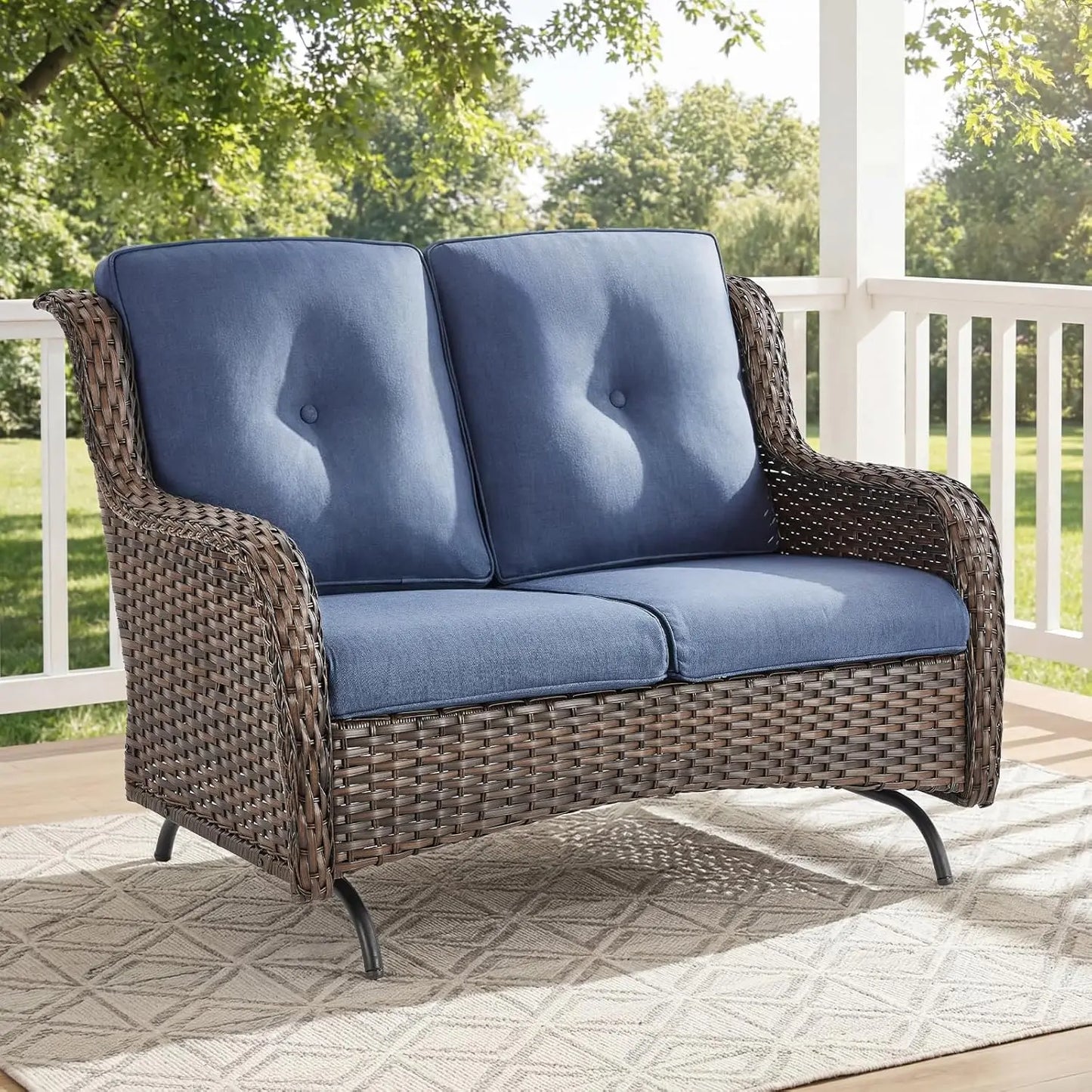 Patio Loveseat Sofa Outdoor Wicker With All Weather Cushions