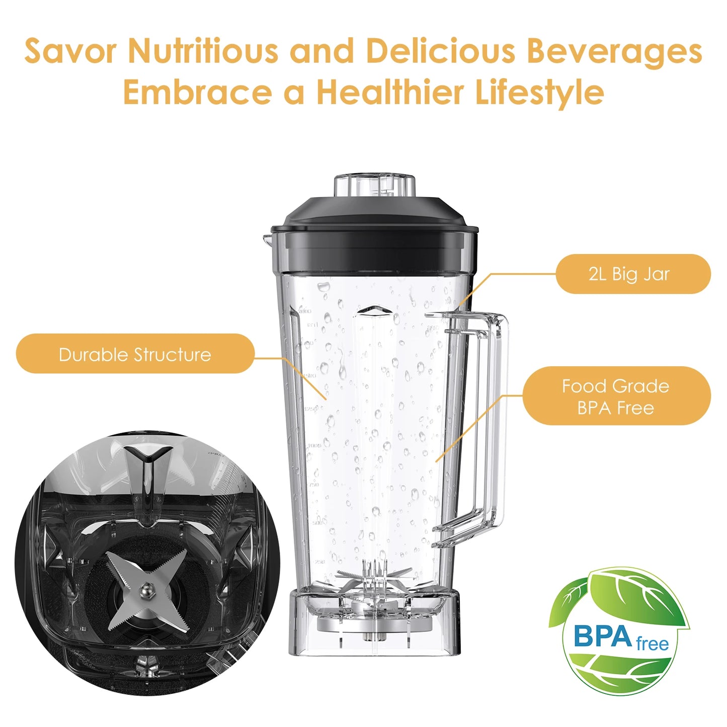 Biolomix 3HP 2200W Heavy-Duty Blender Juicer Food Processor