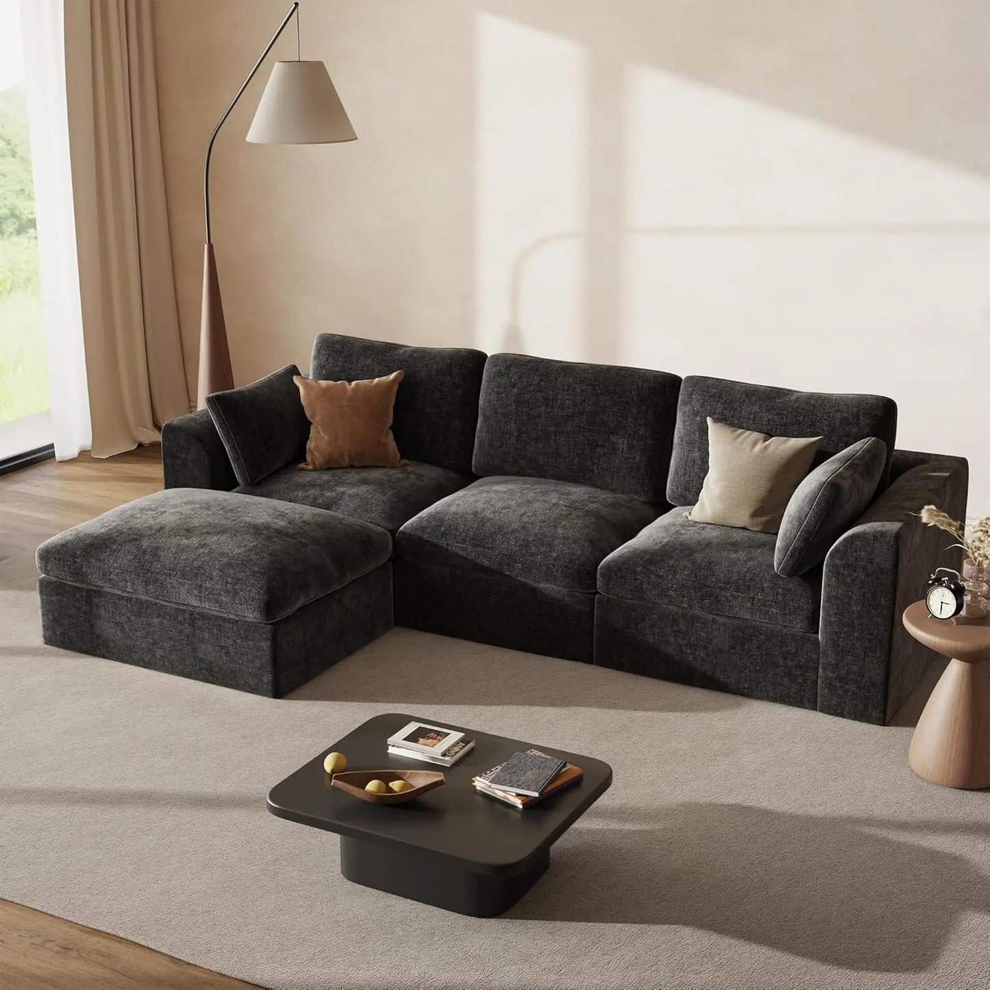 Cloud Sectional Couch L Shaped Convertible Sofa With Ottoman