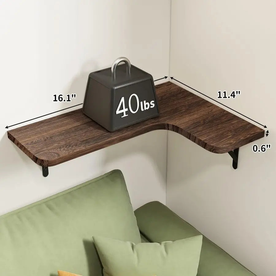 XMSJ Floating Wall Shelves Rustic Corner Shelf For Bathroom Kitchen Living Room