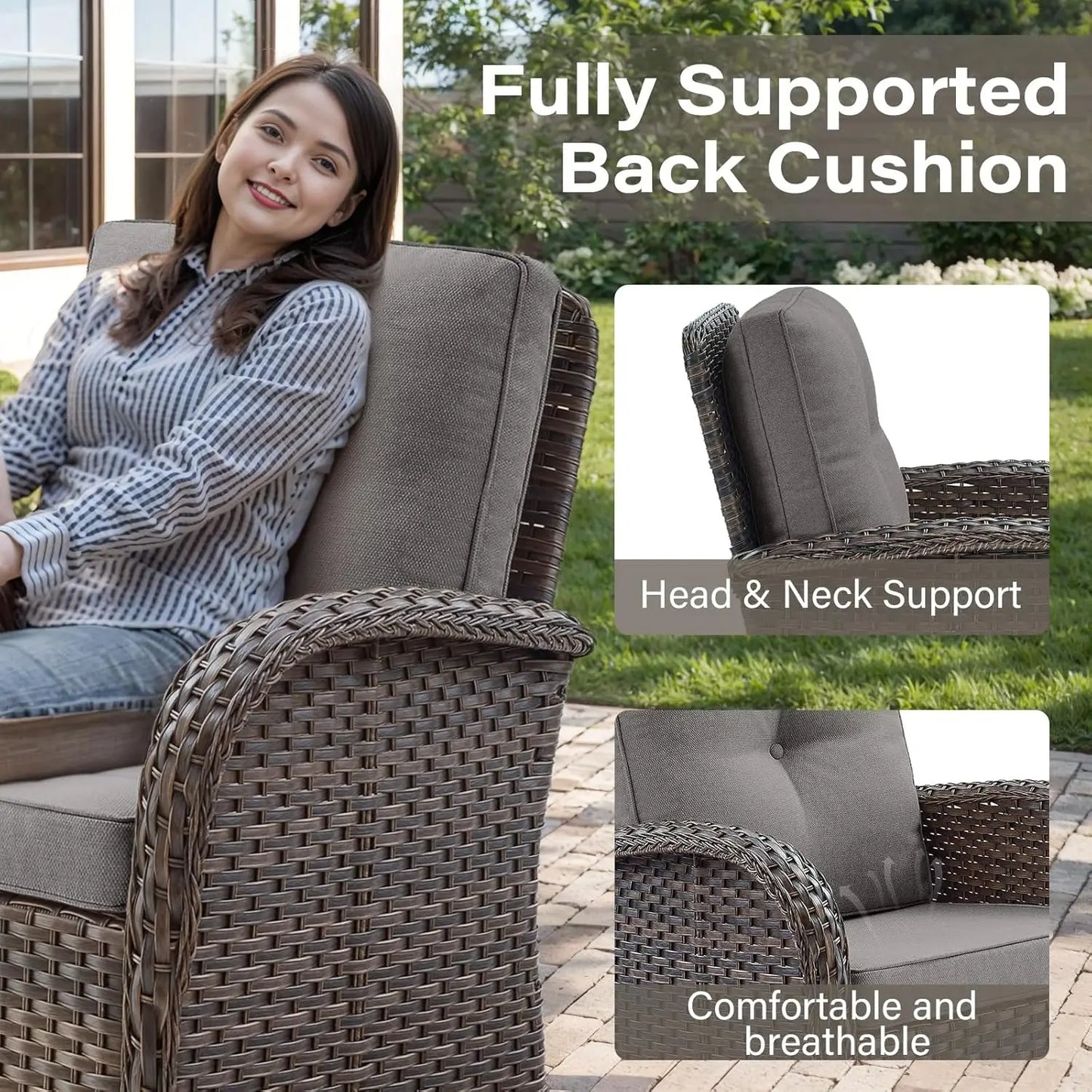 Wicker Outdoor Patio Furniture Set With Deep Seating