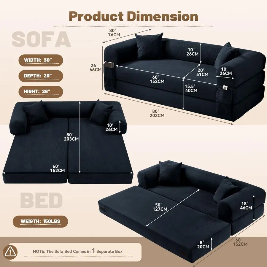 MBVM Convertible Sofa Bed Couch For Living Room With Storage