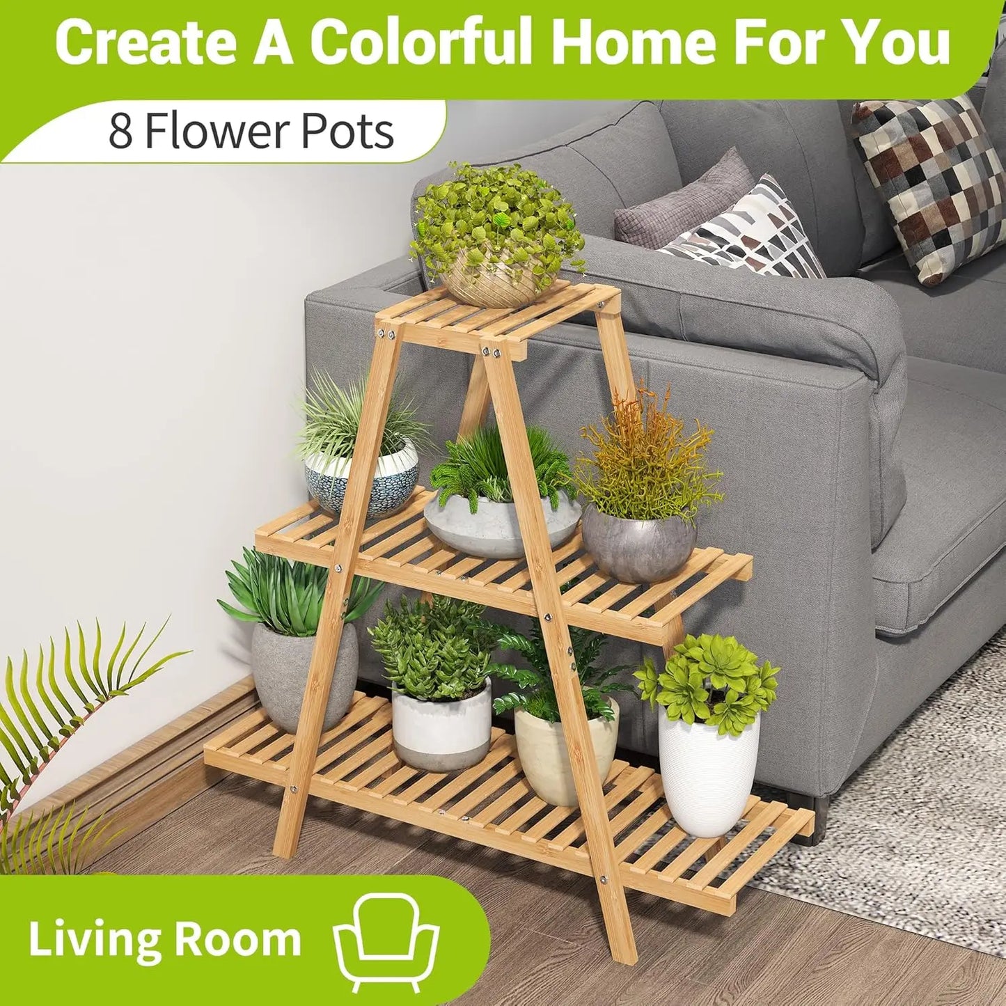 Three Tier Bamboo Plant Stand For Indoor And Outdoor Use