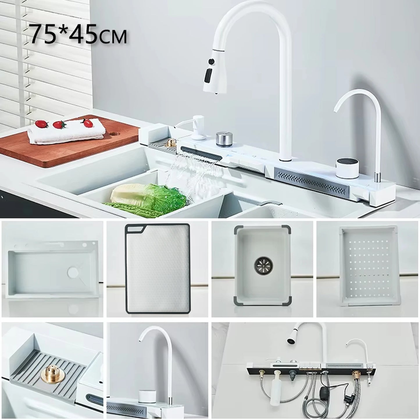 Wanmivezlo 304 Stainless Steel Waterfall Kitchen Sink Faucet Set