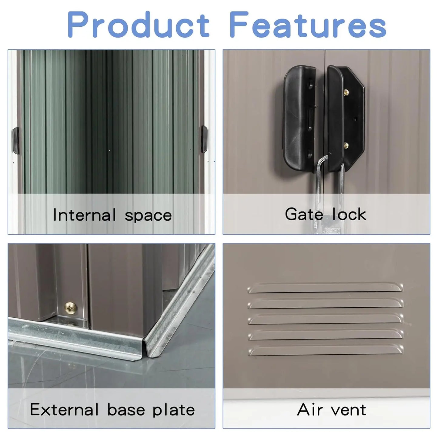 Metal Outdoor Storage Shed With Lockable Sliding Door