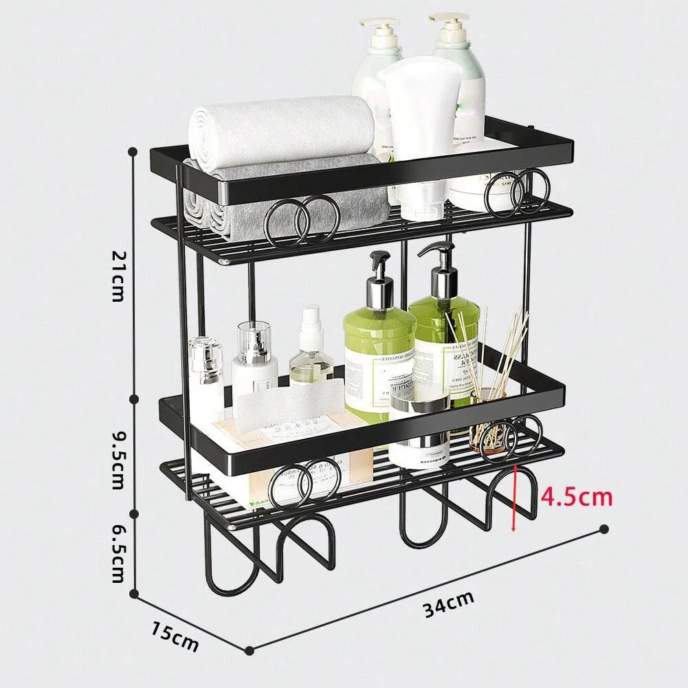 TWISTER.CK Over Toilet Storage Shelf Triple Tier Organizer With Hook