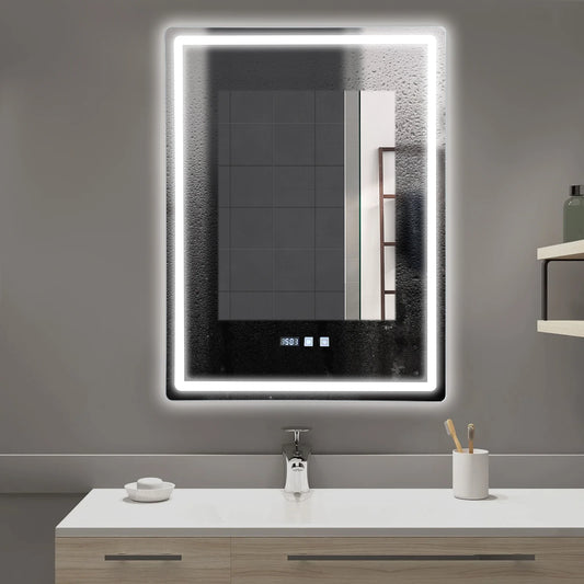 Led Bathroom Mirror Anti Fog Lighted Vanity Time Temperature Display