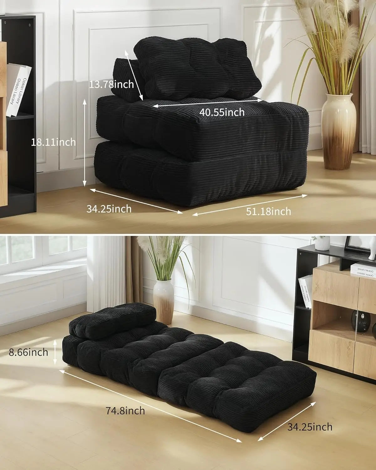 HiMISSCN Folding Sofa Bed 3In1 Back Support Convertible Chair