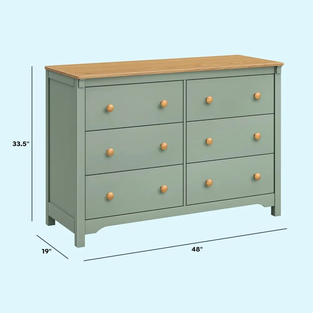 6-Drawer Dresser in Light Sage and Honey,  Gold Certified