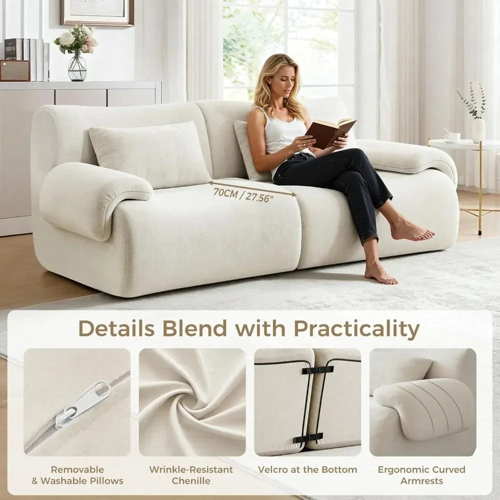 Guangbai Cloud Couch Modular Sectional Sofa with Throw Pillows