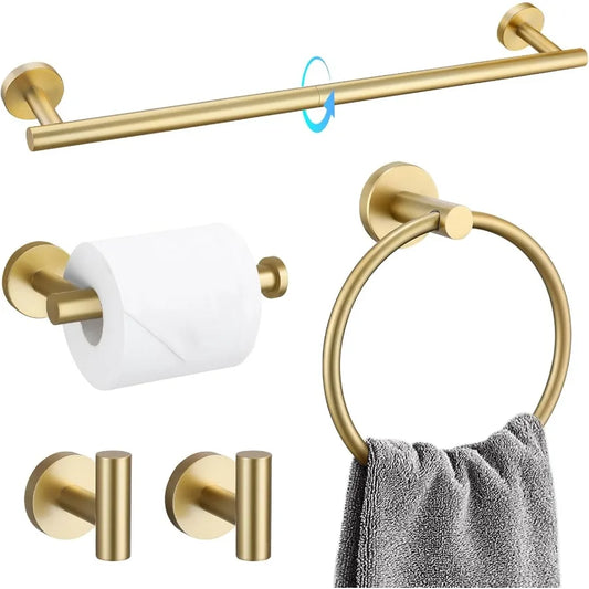 XIUWO 5 Piece Brushed Bathroom Accessories Set Stainless Steel Hardware