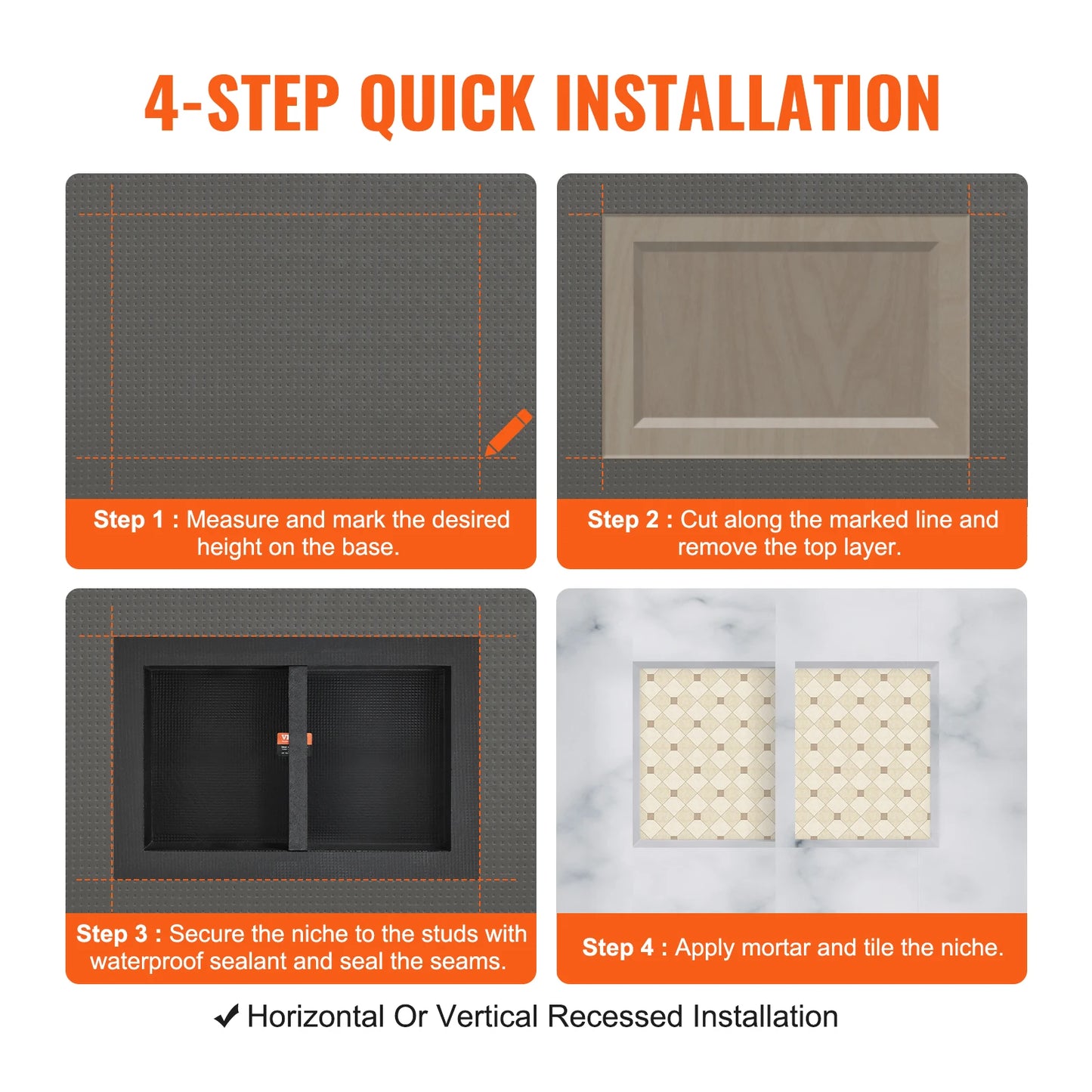SucceBuy Shower Niche Shelf Dual Tier Recessed Organizer