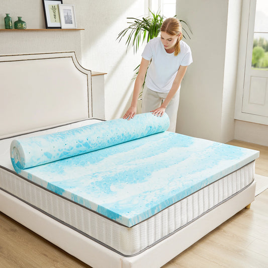 JHK Gel Memory Foam Mattress Topper Cooling Soft Breathable