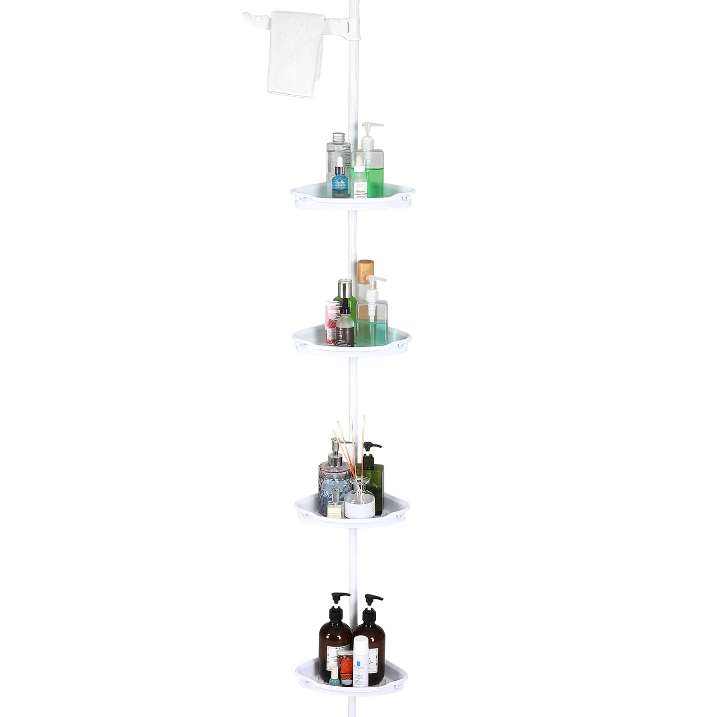 TWISTER.CK Corner Shower Caddy Tensioner With Four Tier Racks