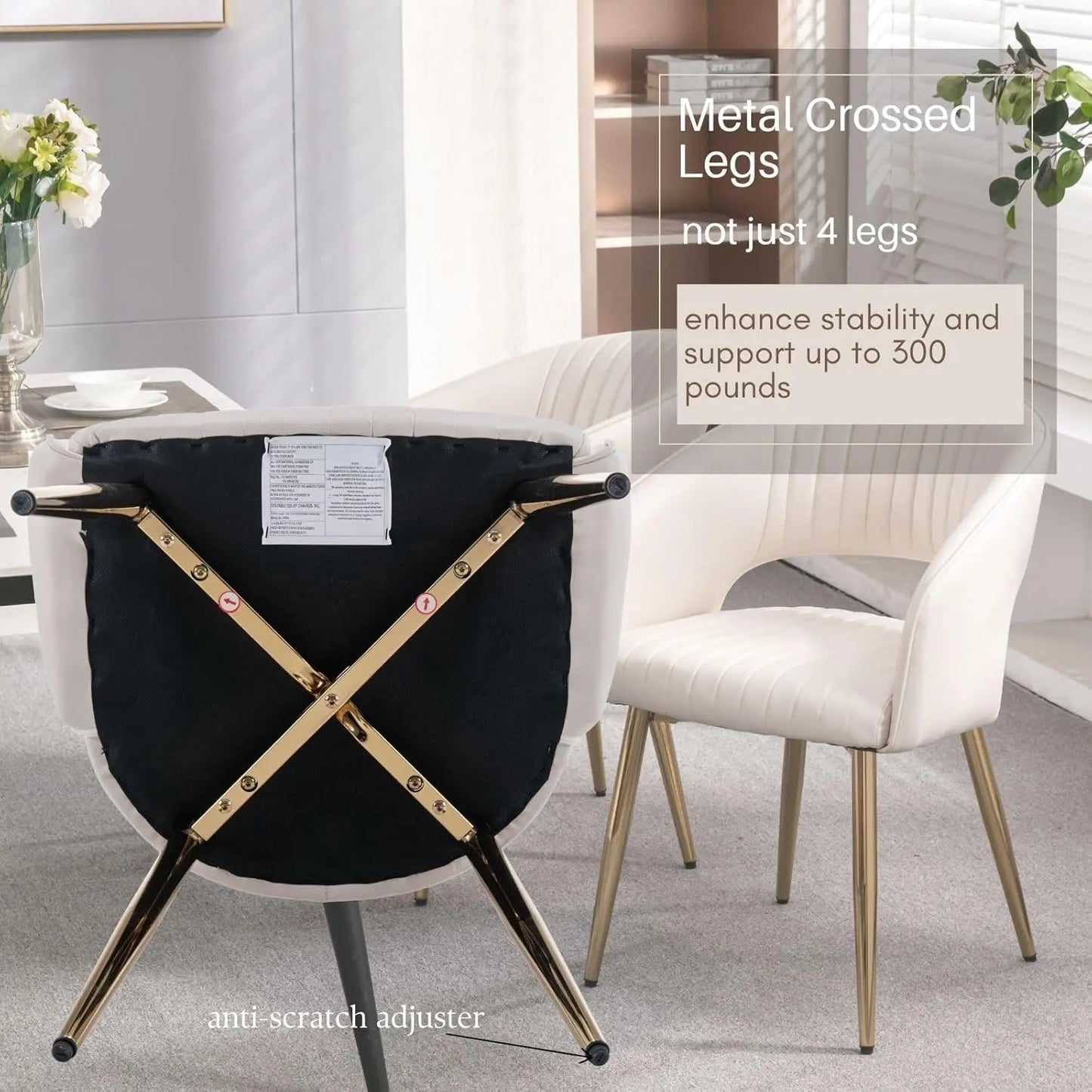 Frame Faux Leather Dining Chairs Set Of 4 With Arms