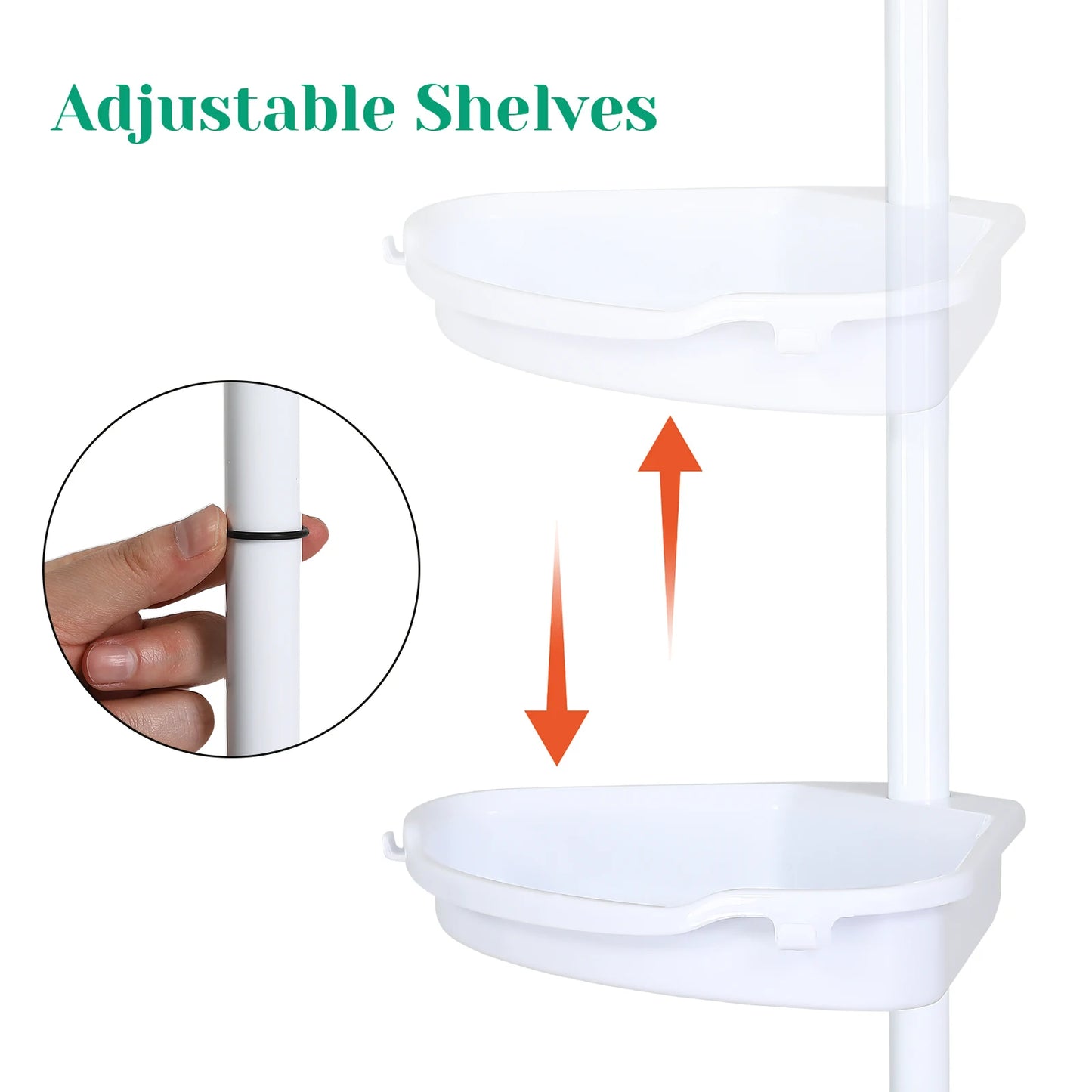 TWISTER.CK Corner Shower Caddy Tensioner With Four Tier Racks