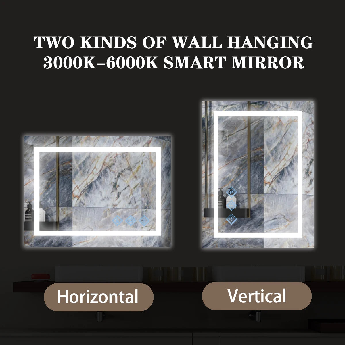 TWISTER.CK Modern LED Vanity Mirror With 3 Color Lighting Dimmable
