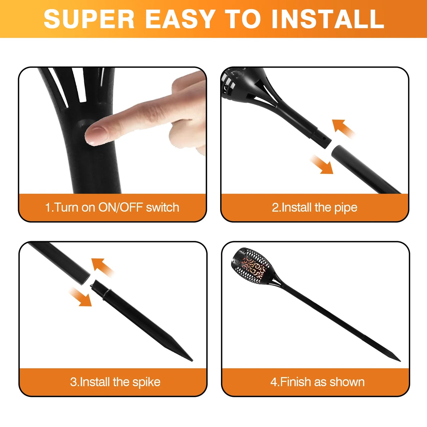 Solar Flame Torch Lights 43 Inch 96 LED Waterproof Pathway