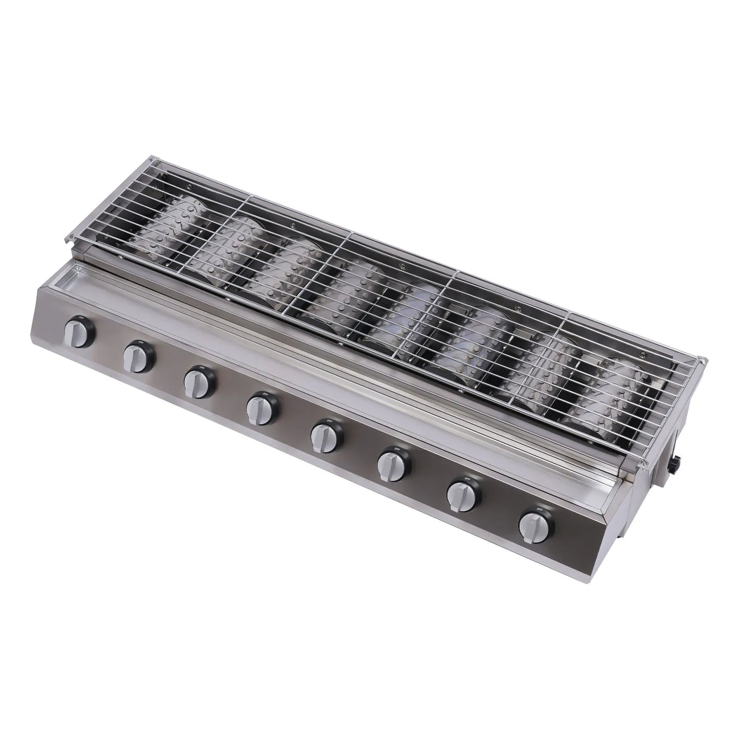 8-Burner Gas BBQ Grill, Stainless Steel, Adjustable Height, Portable and Easy to Clean